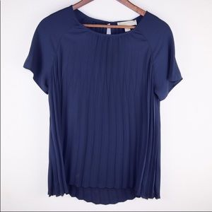 Michael kors michael pleated blue blouse